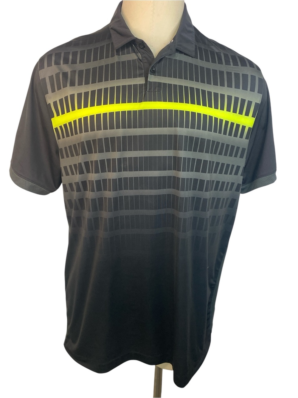 Nike Golf Black Polo with Neon Yellow Chest Stripe Men’s XL
